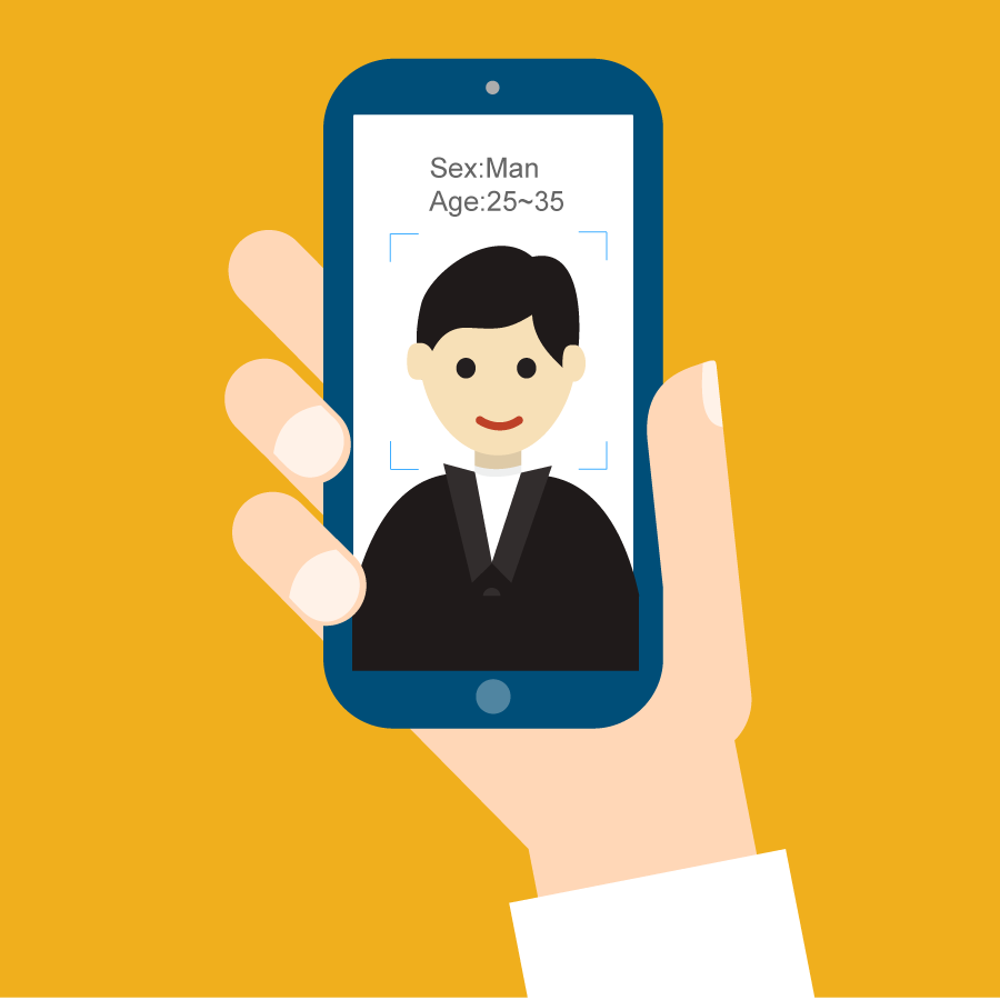 展示機拿起，前置鏡頭辨識